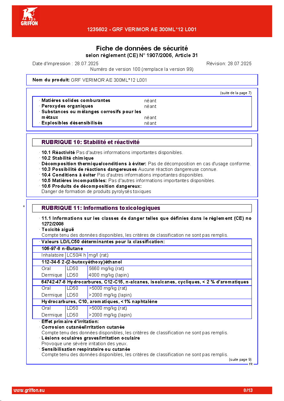 Fiche technique fournisseur