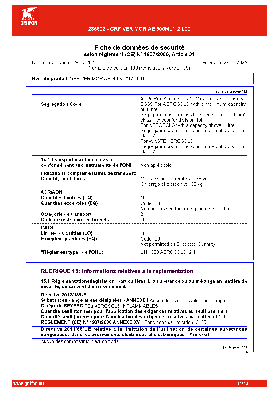 Fiche technique fournisseur