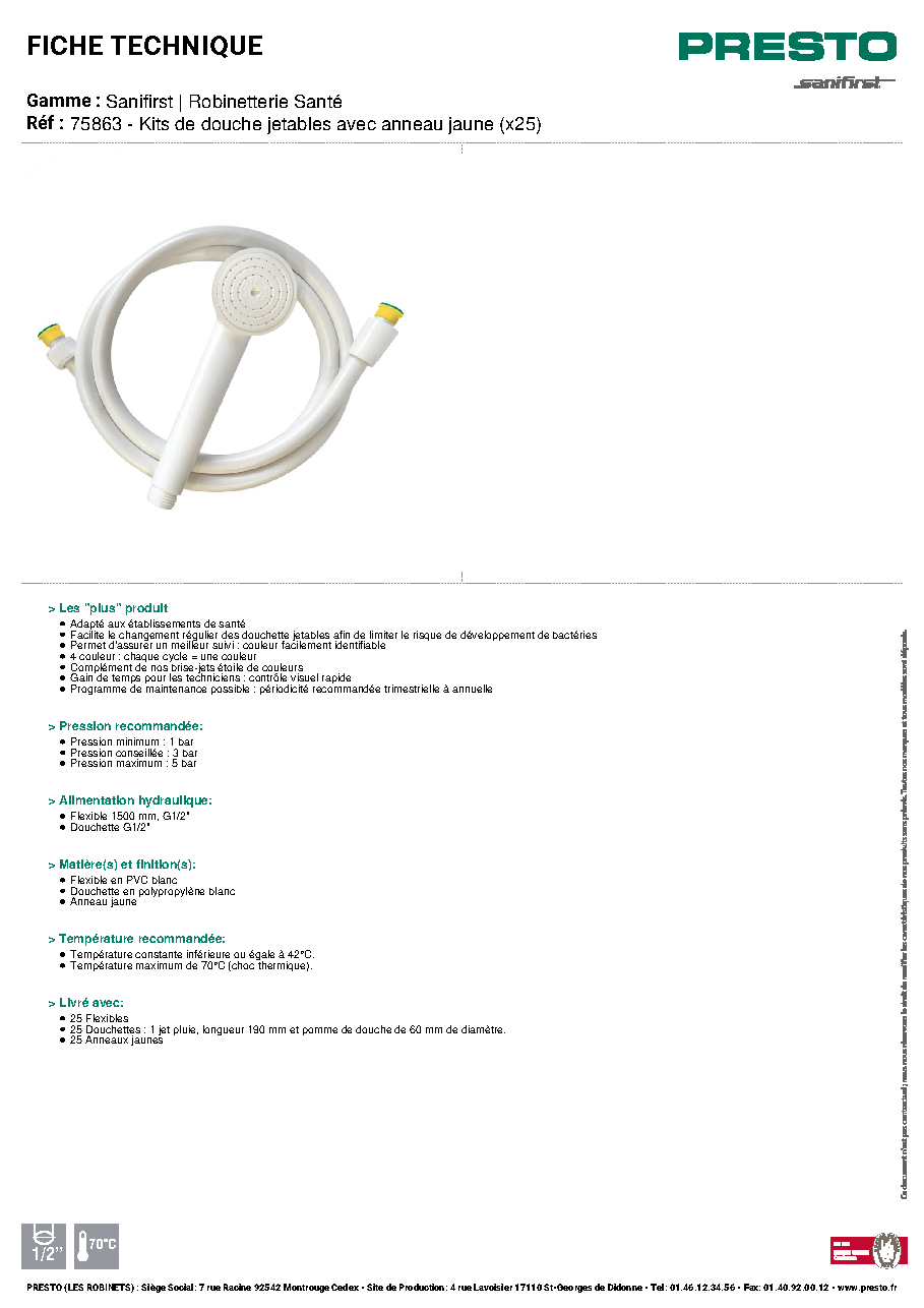 Fiche technique fournisseur