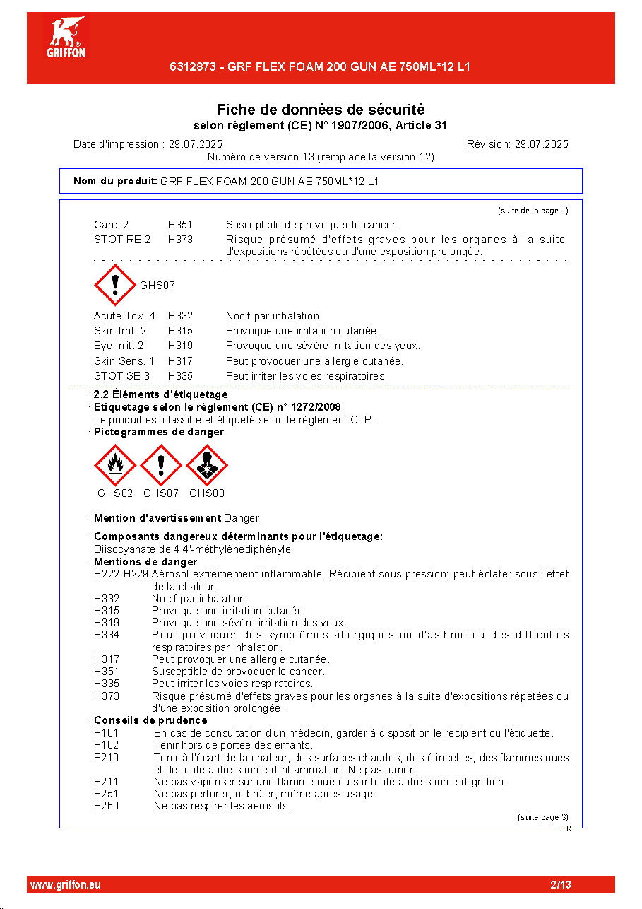 Fiche technique fournisseur