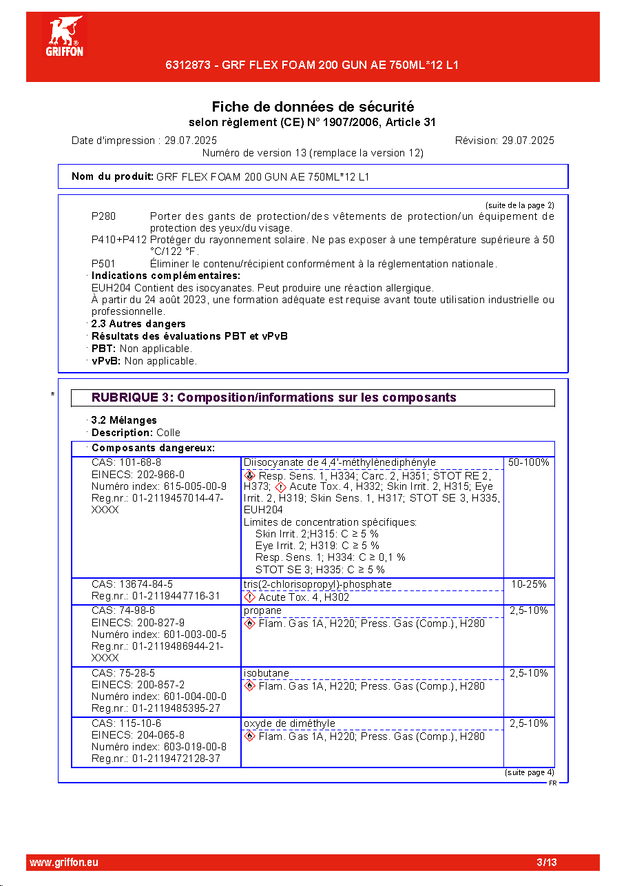 Fiche technique fournisseur