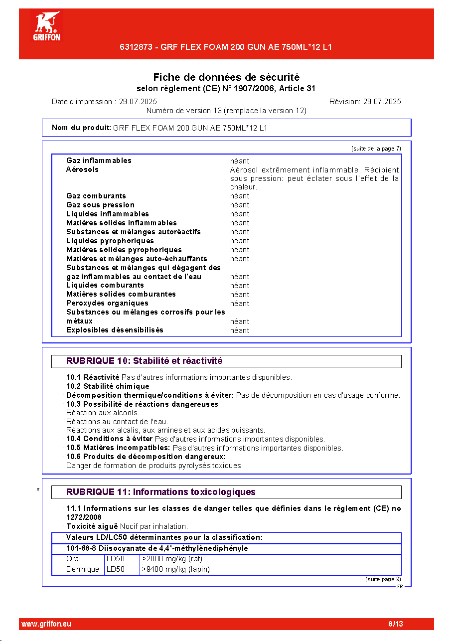 Fiche technique fournisseur