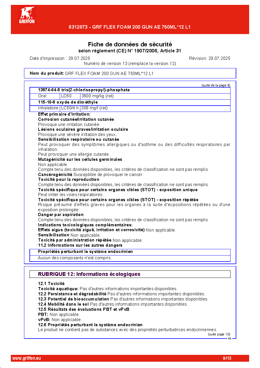 Fiche technique fournisseur