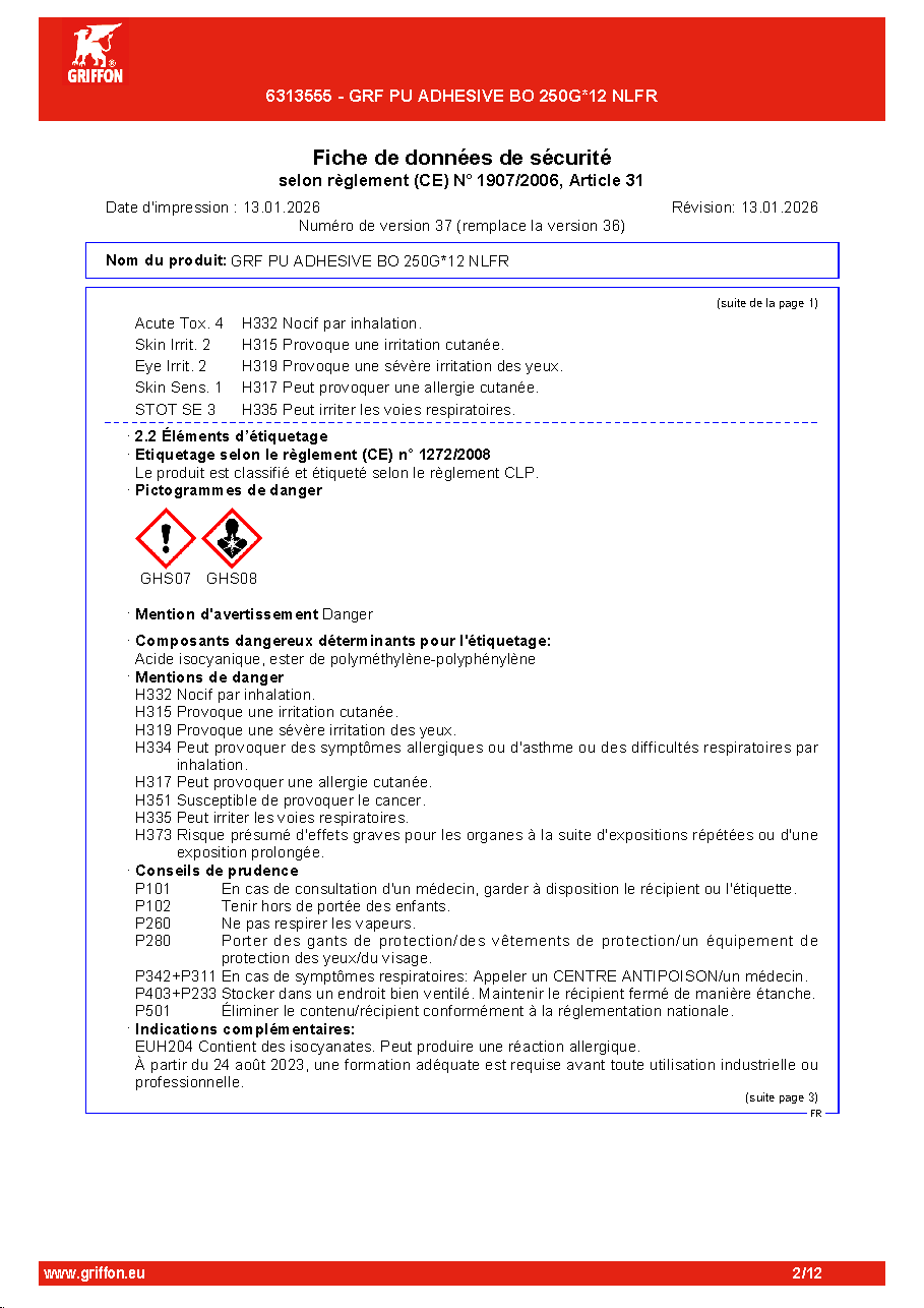 Fiche technique fournisseur