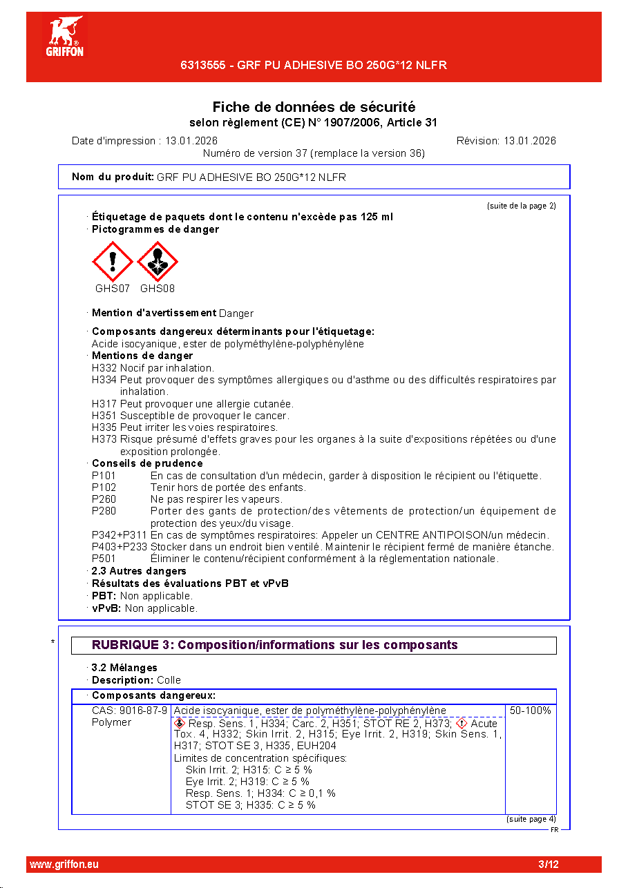 Fiche technique fournisseur