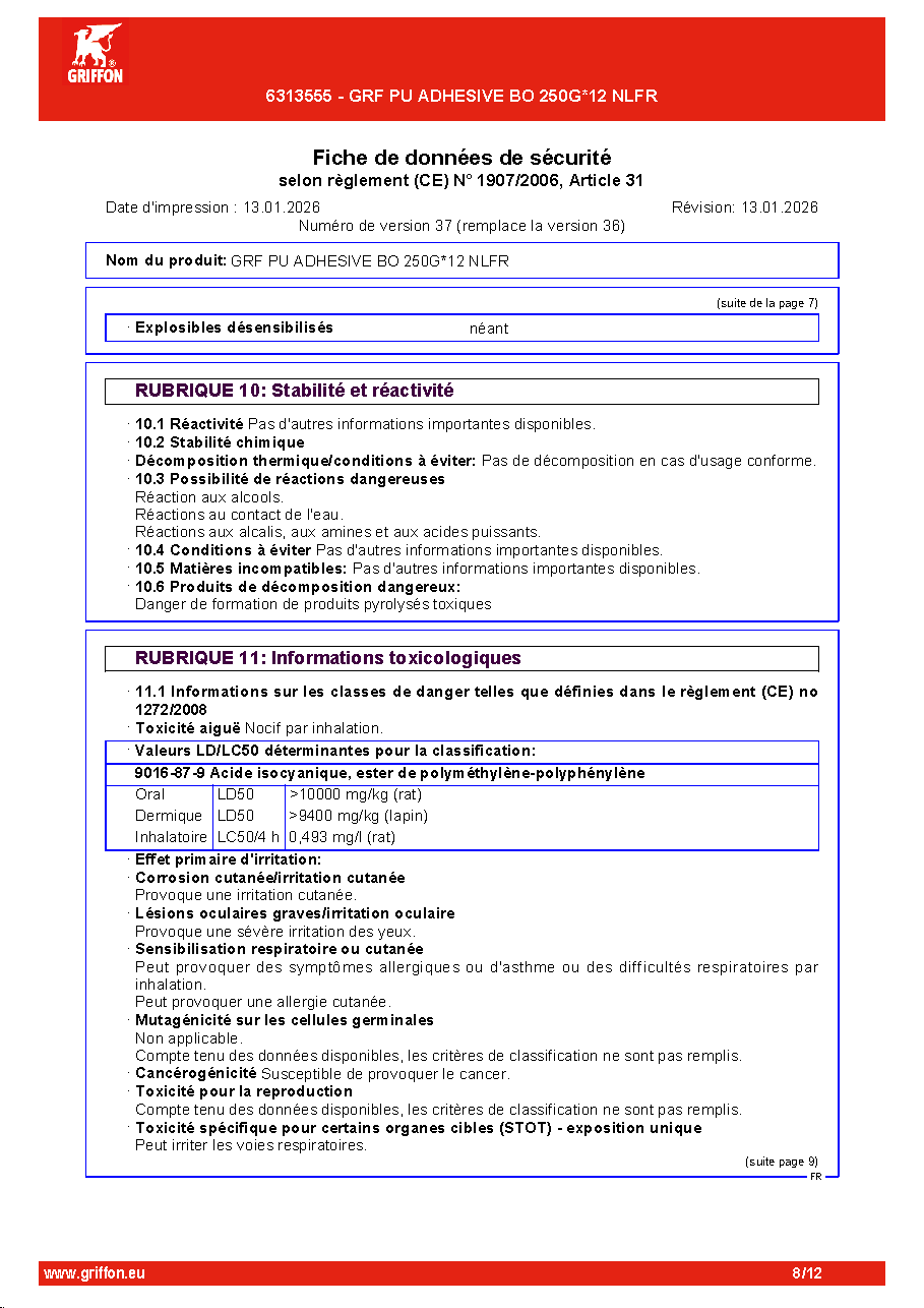 Fiche technique fournisseur