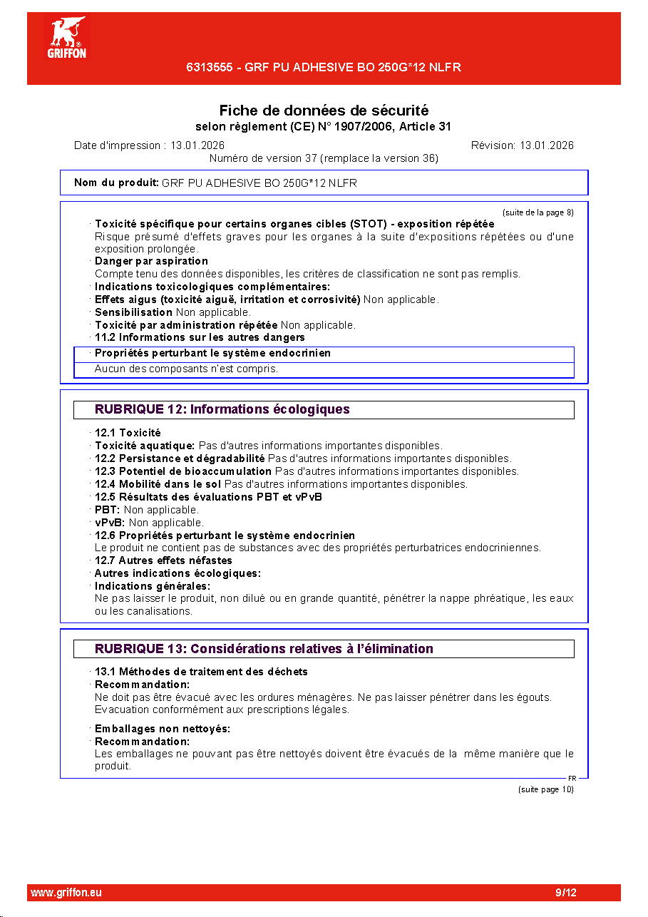 Fiche technique fournisseur