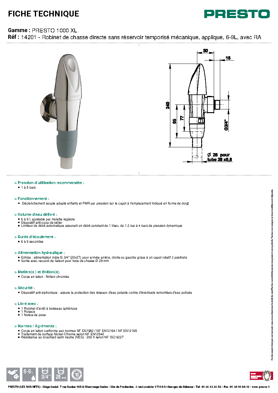 Fiche technique fournisseur