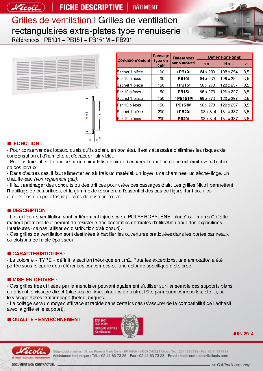 Fiche technique fournisseur