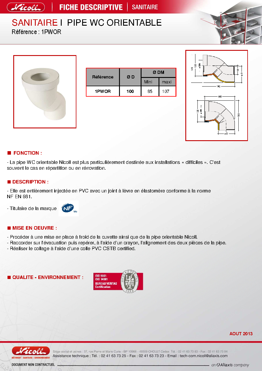 Fiche technique fournisseur