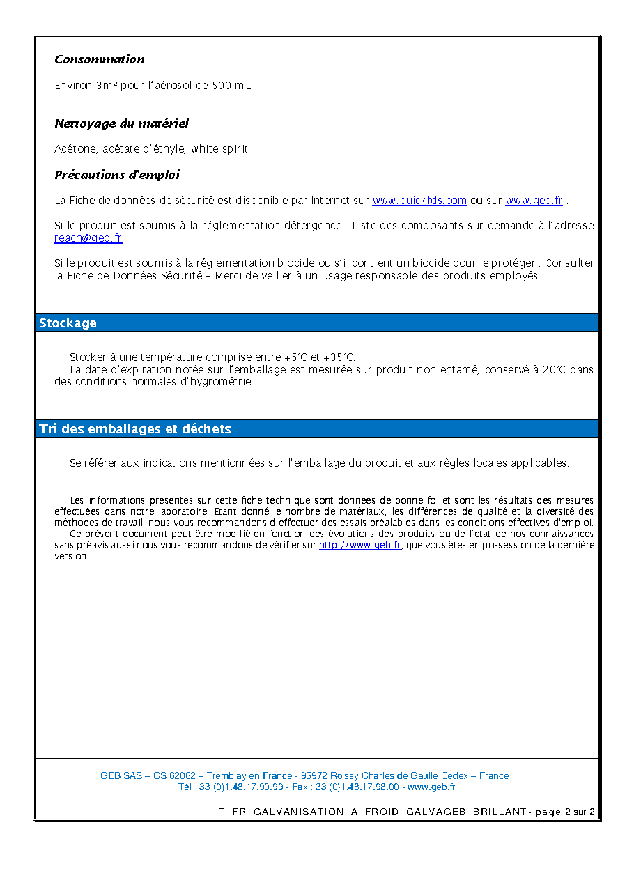 Fiche technique fournisseur