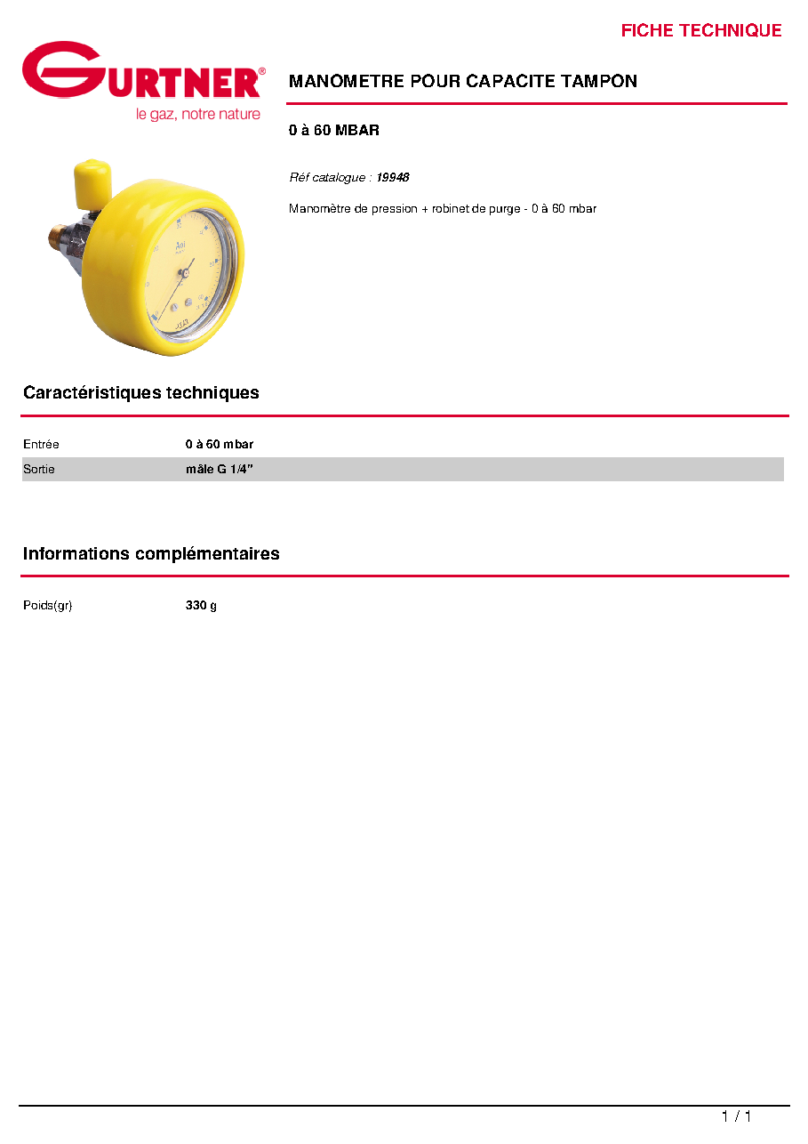 Fiche technique fournisseur