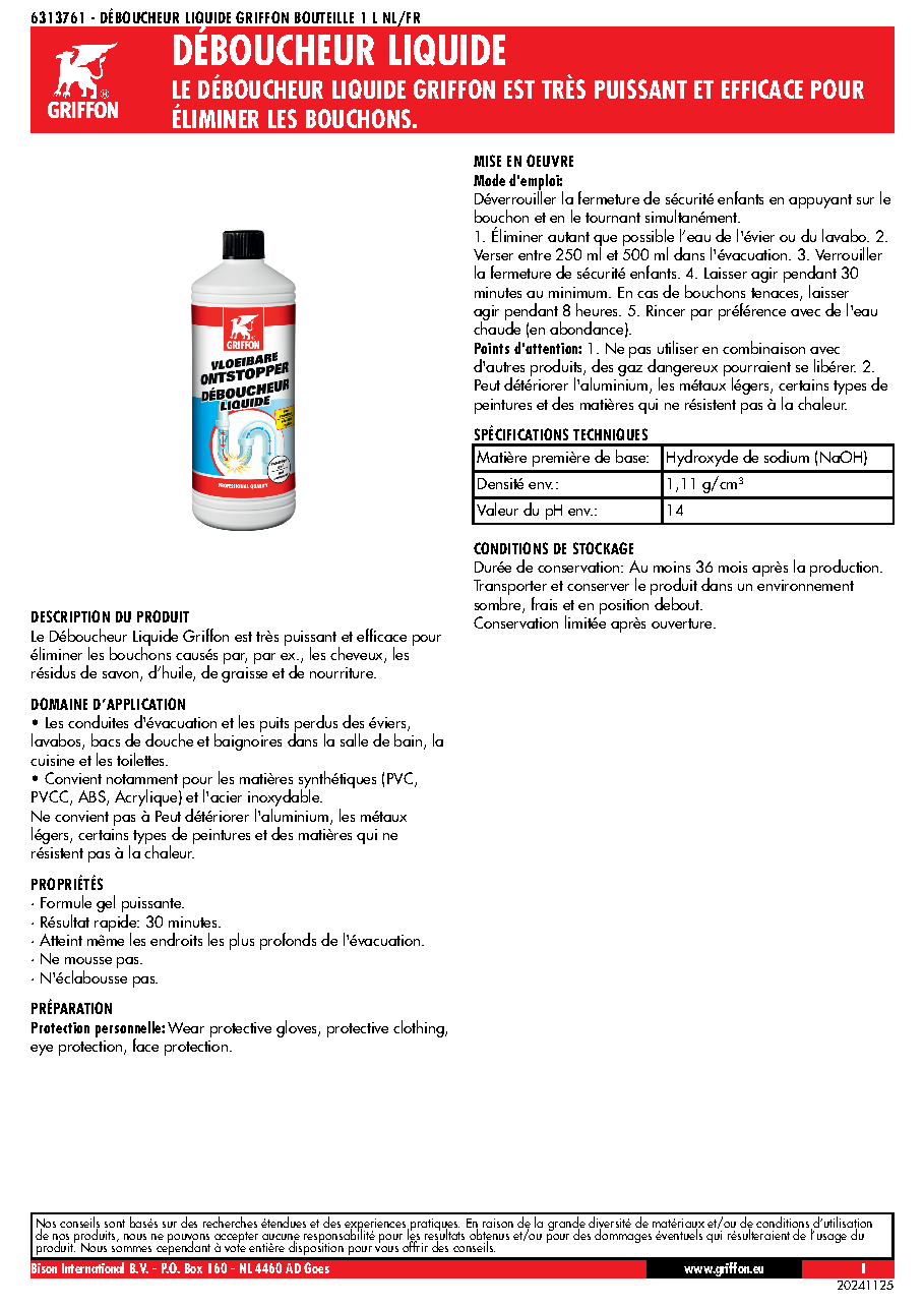 Fiche technique fournisseur
