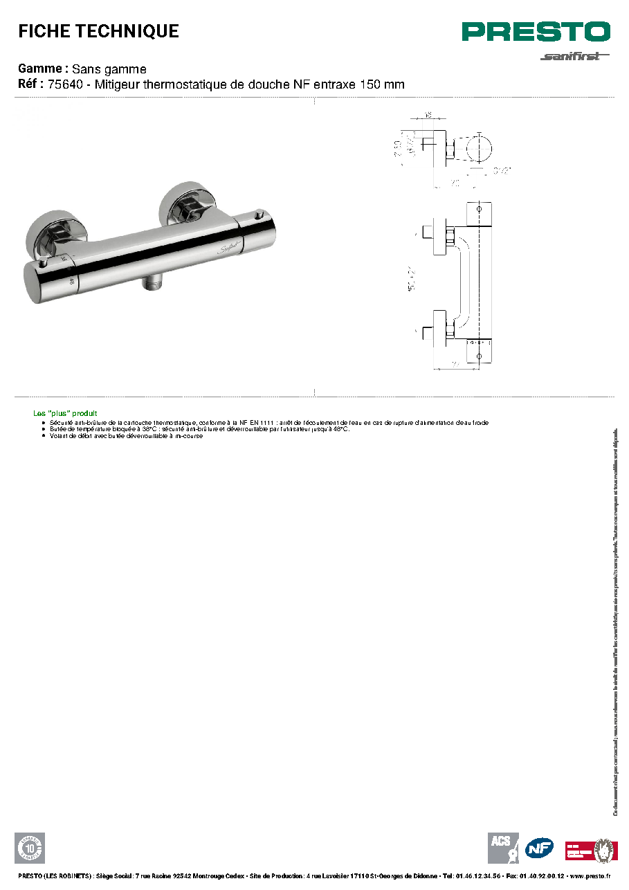 Fiche technique fournisseur