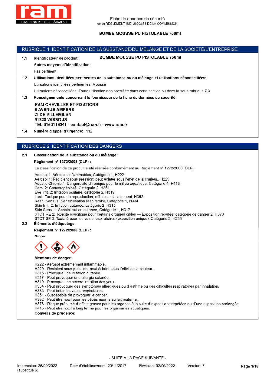 Fiche technique fournisseur