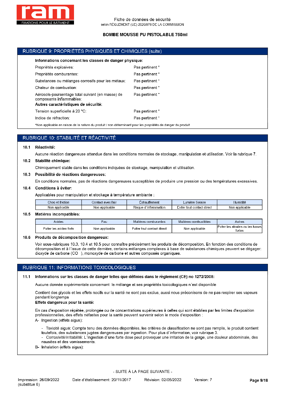 Fiche technique fournisseur
