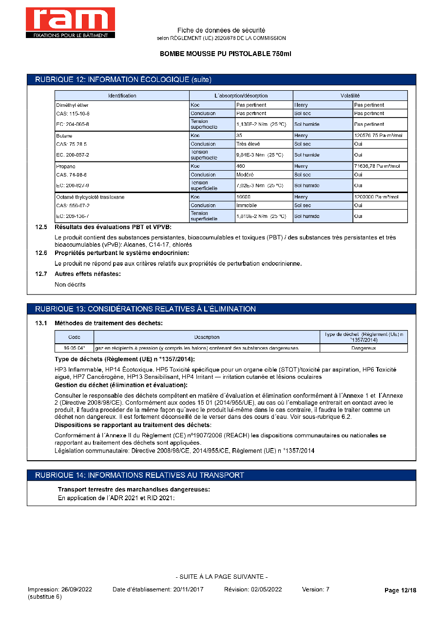 Fiche technique fournisseur