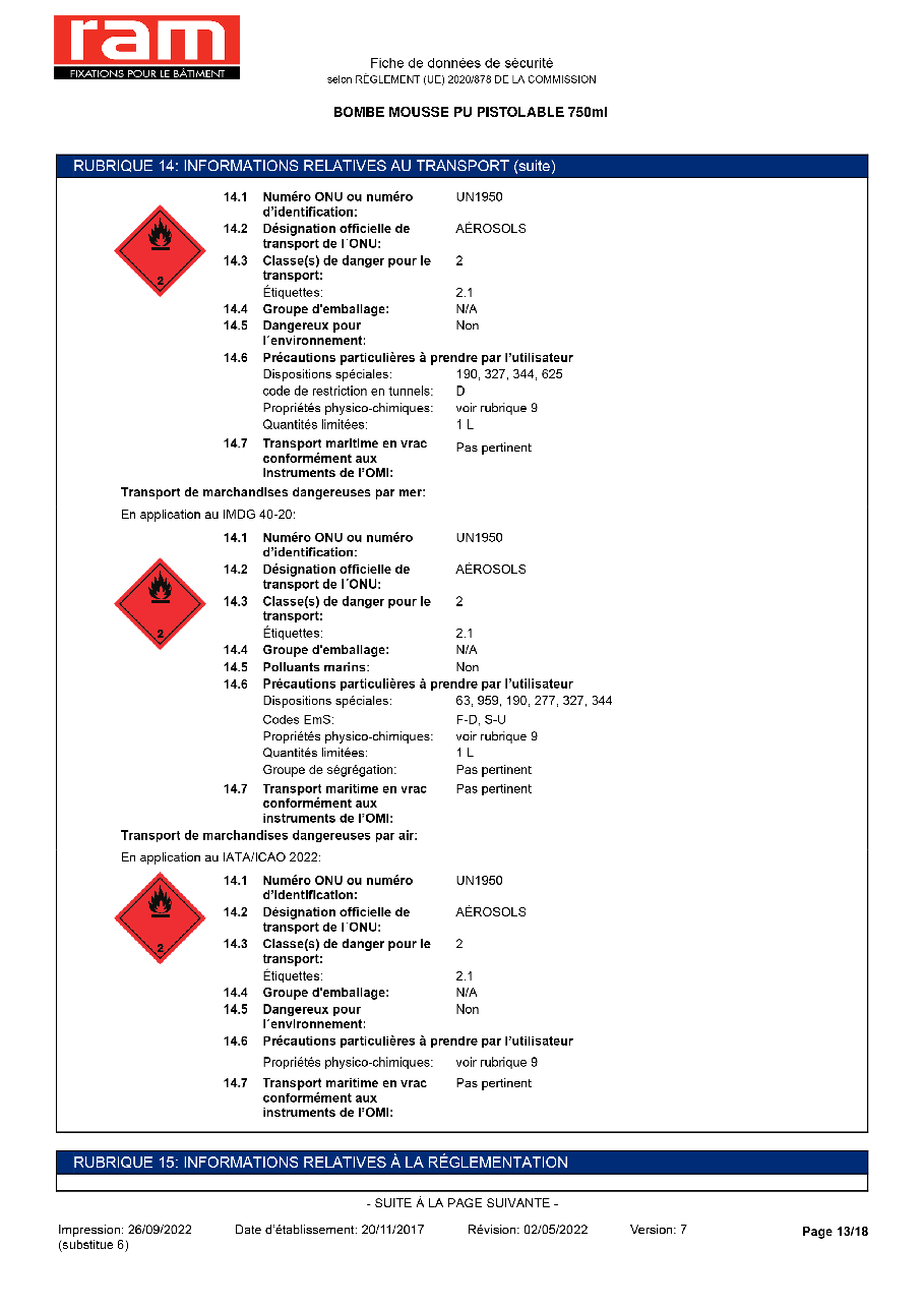Fiche technique fournisseur
