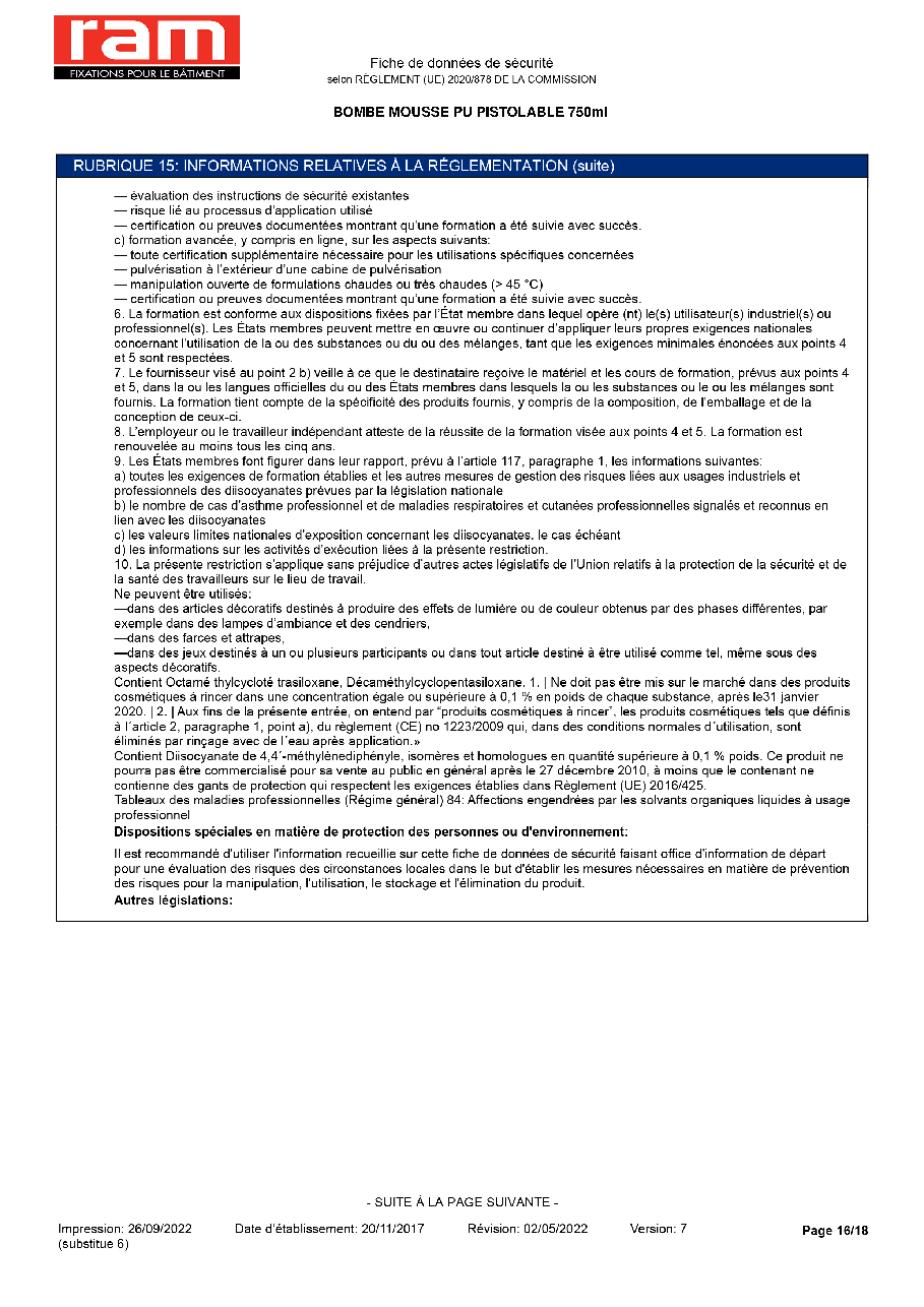 Fiche technique fournisseur