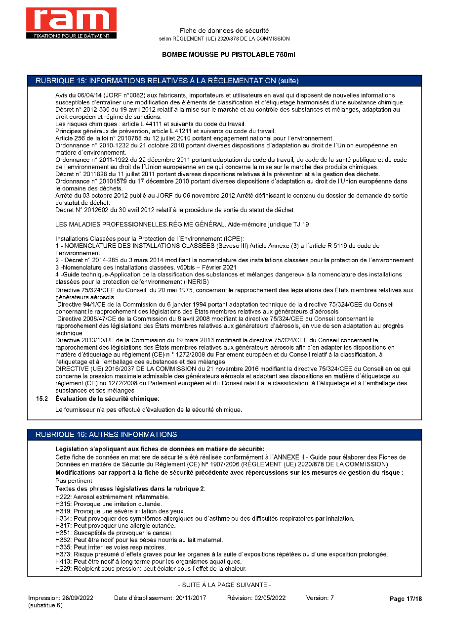 Fiche technique fournisseur