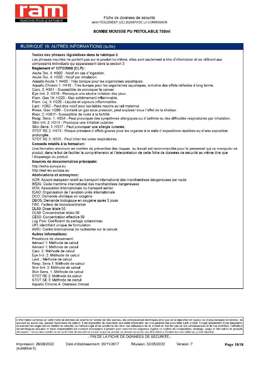 Fiche technique fournisseur