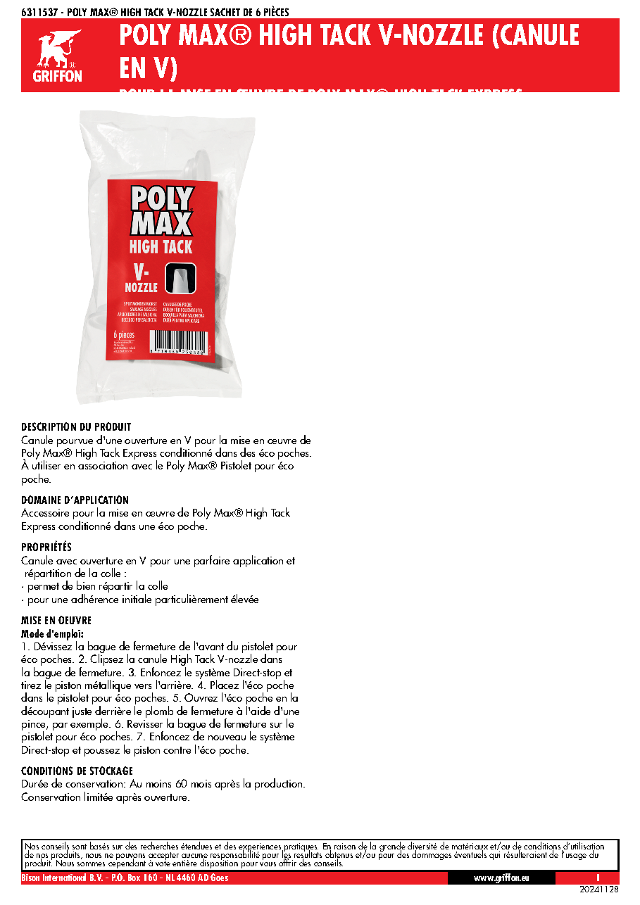 Fiche technique fournisseur