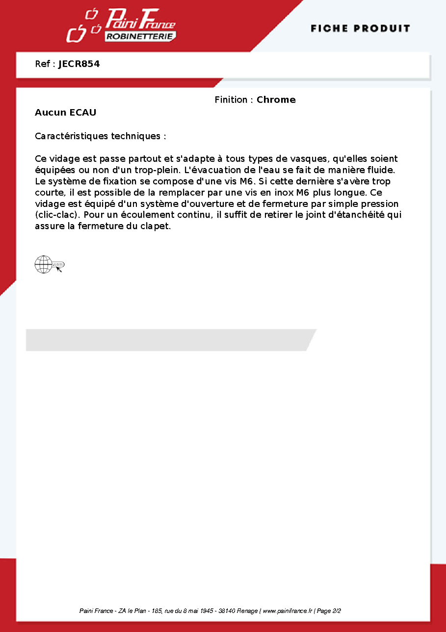 Fiche technique fournisseur