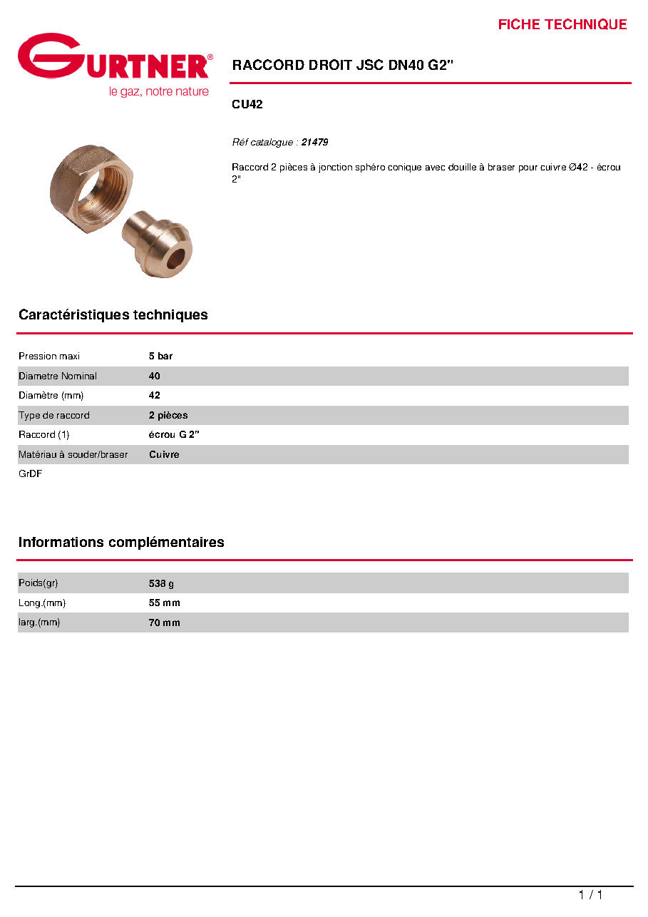 Fiche technique fournisseur
