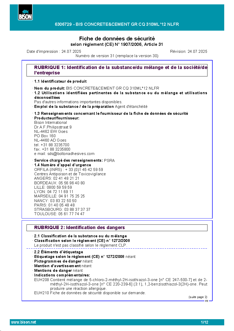 Fiche technique fournisseur