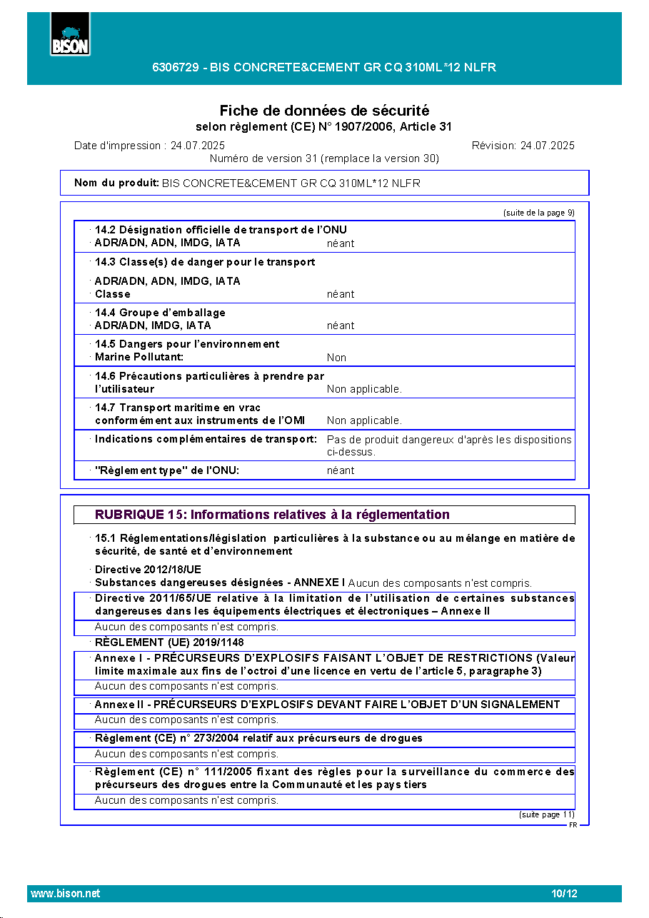Fiche technique fournisseur