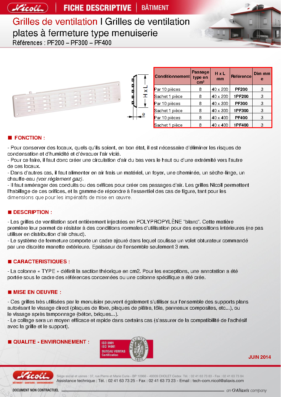 Fiche technique fournisseur