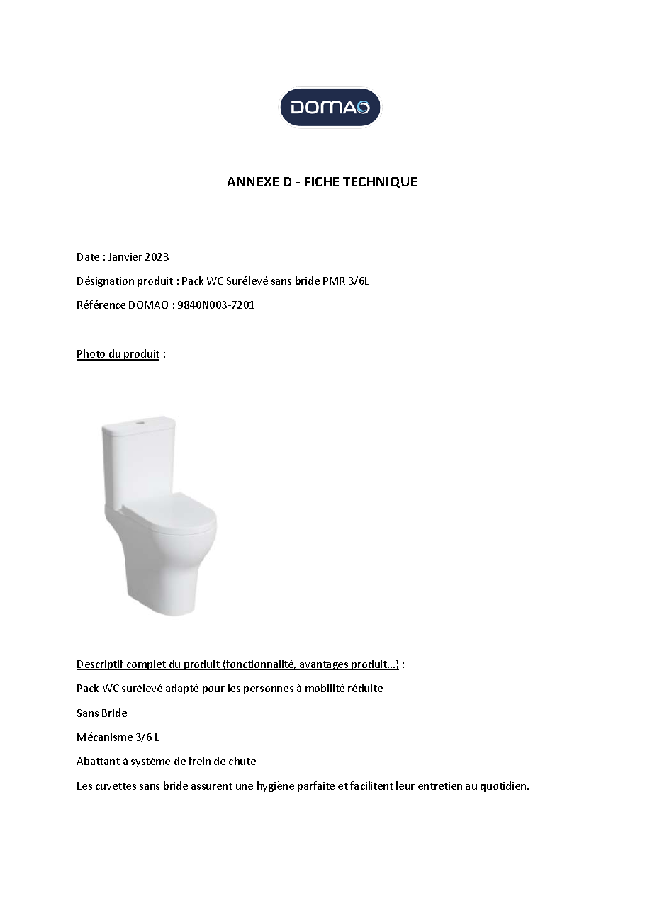 Fiche technique fournisseur