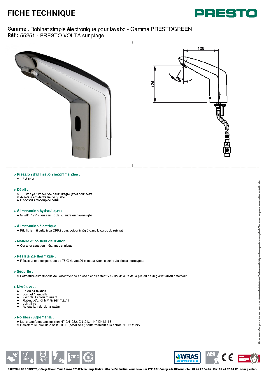 Fiche technique fournisseur