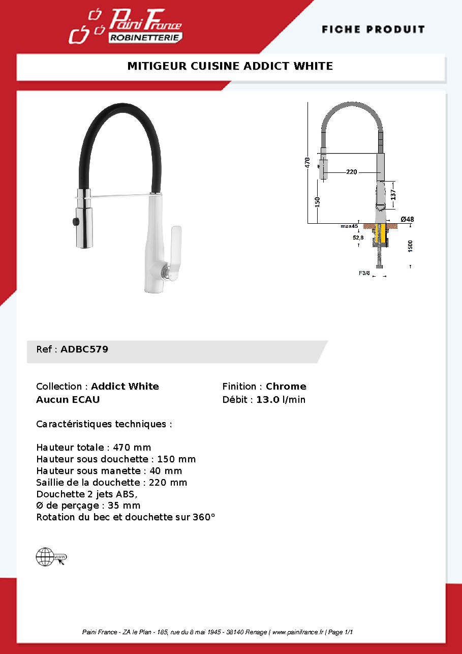 Fiche technique fournisseur