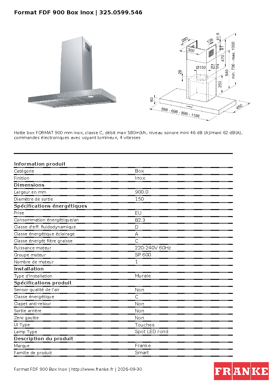 Fiche technique fournisseur
