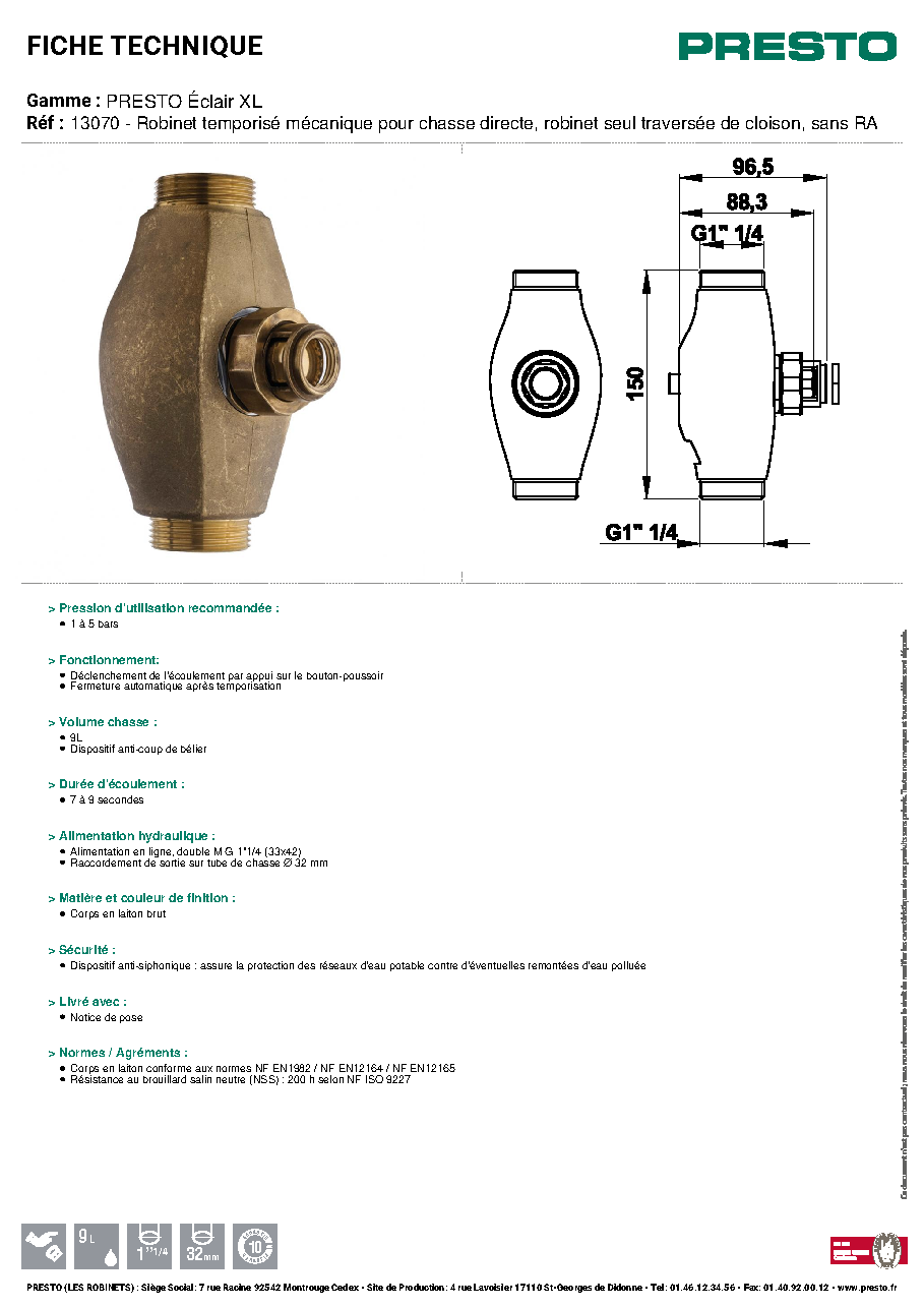 Fiche technique fournisseur
