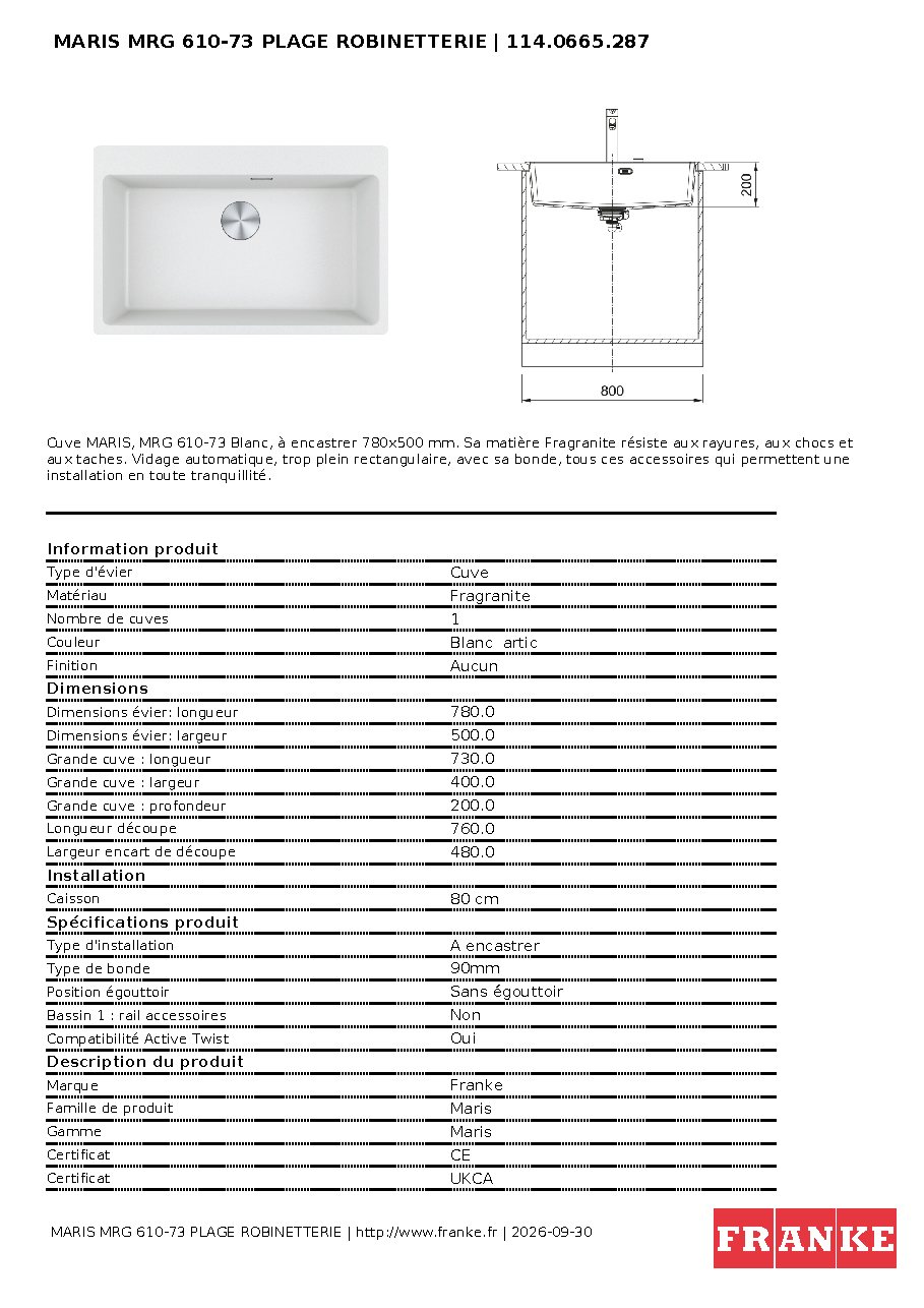 Fiche technique fournisseur