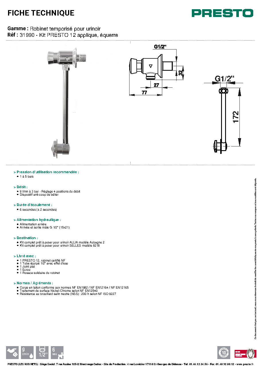 Fiche technique fournisseur