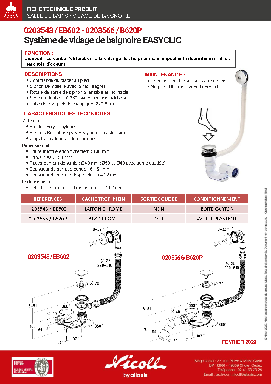 Fiche technique fournisseur