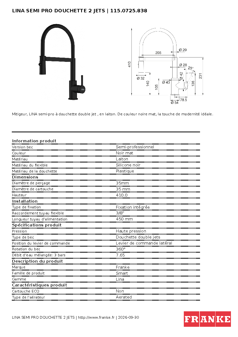Fiche technique fournisseur