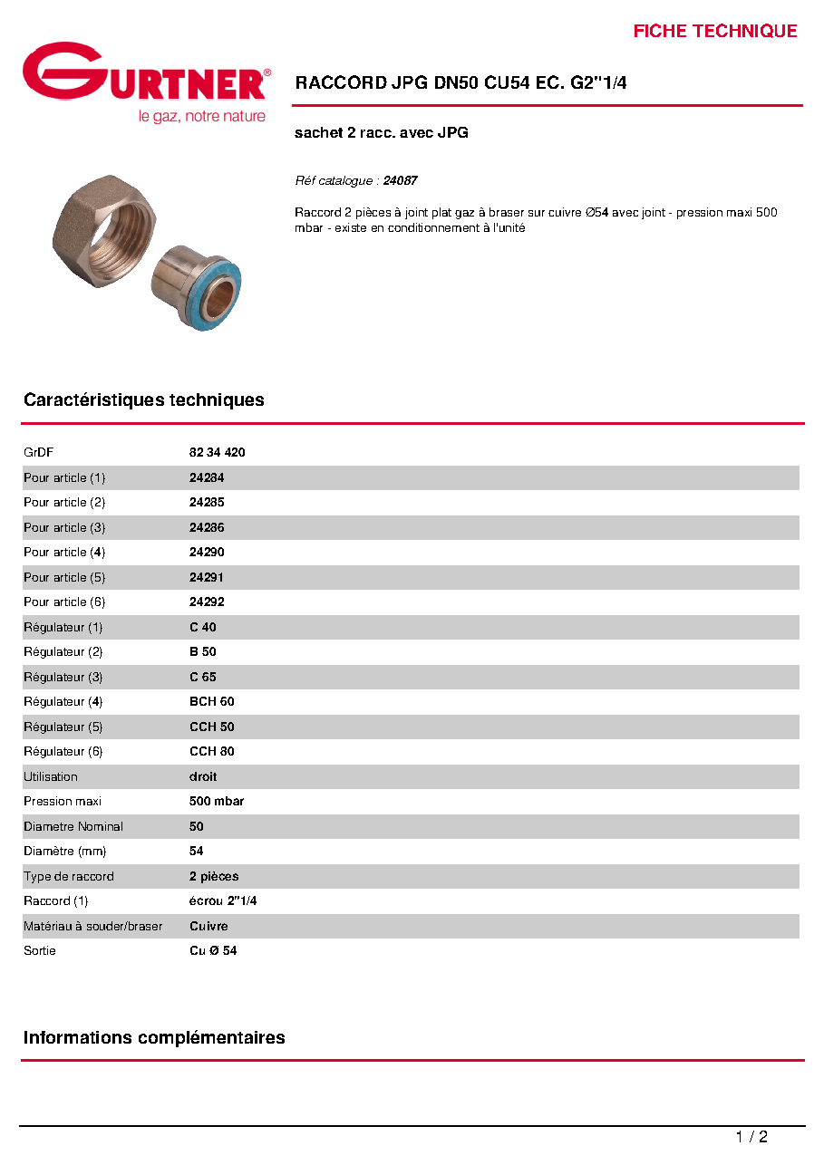 Fiche technique fournisseur