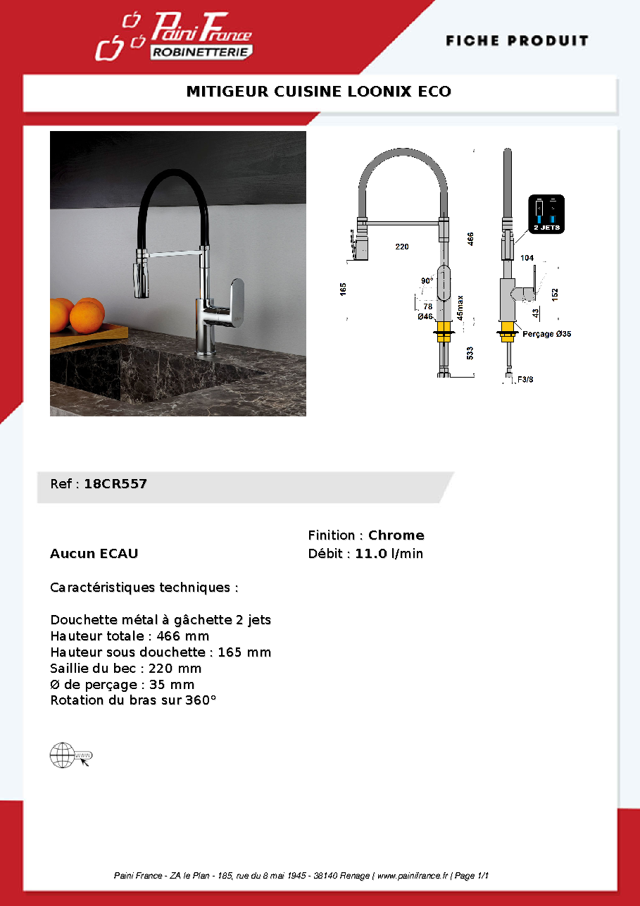 Fiche technique fournisseur
