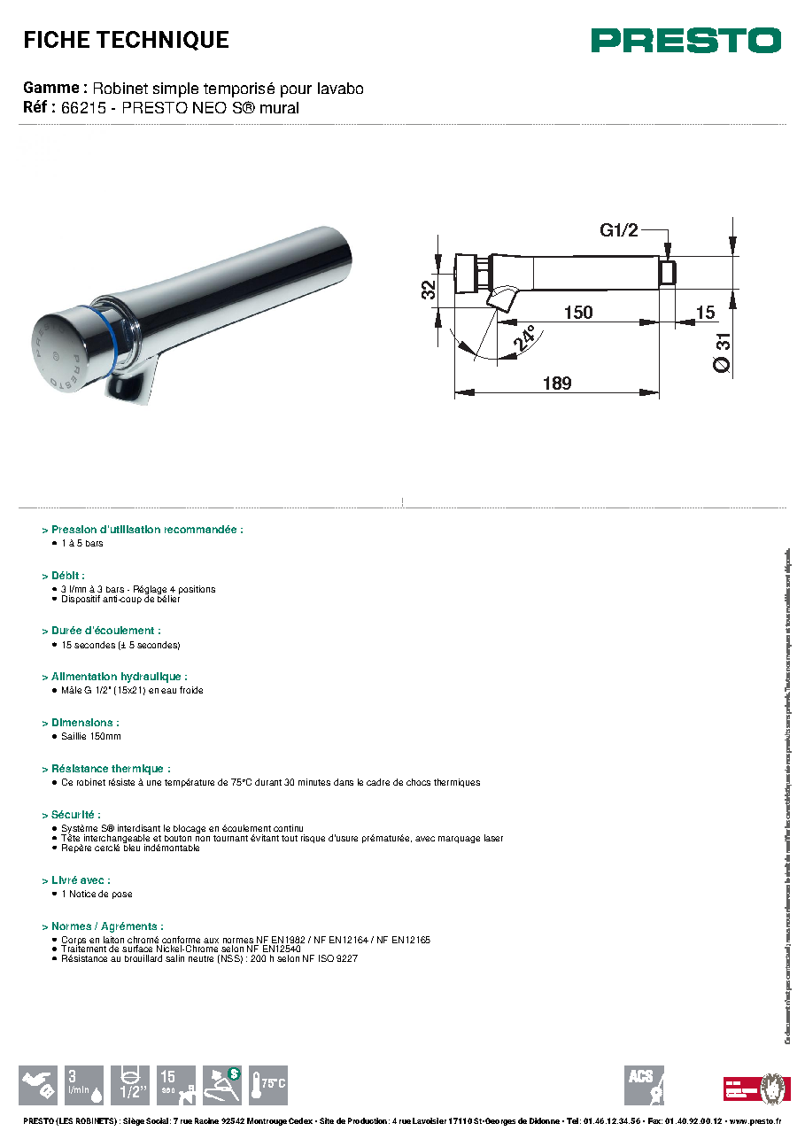 Fiche technique fournisseur