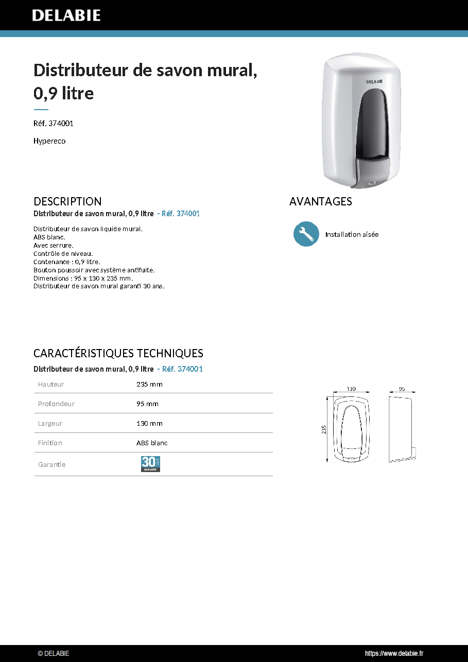 Fiche technique fournisseur
