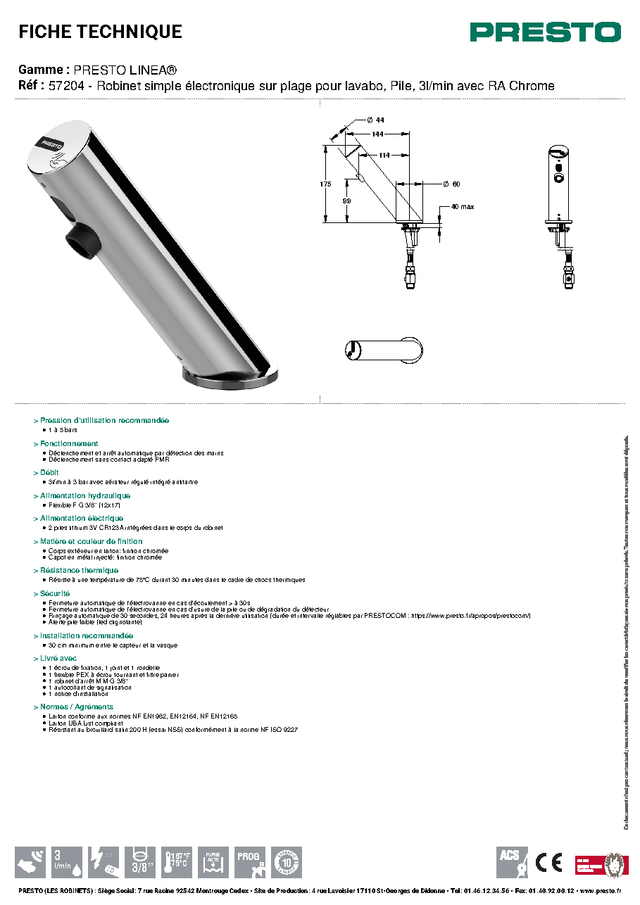 Fiche technique fournisseur