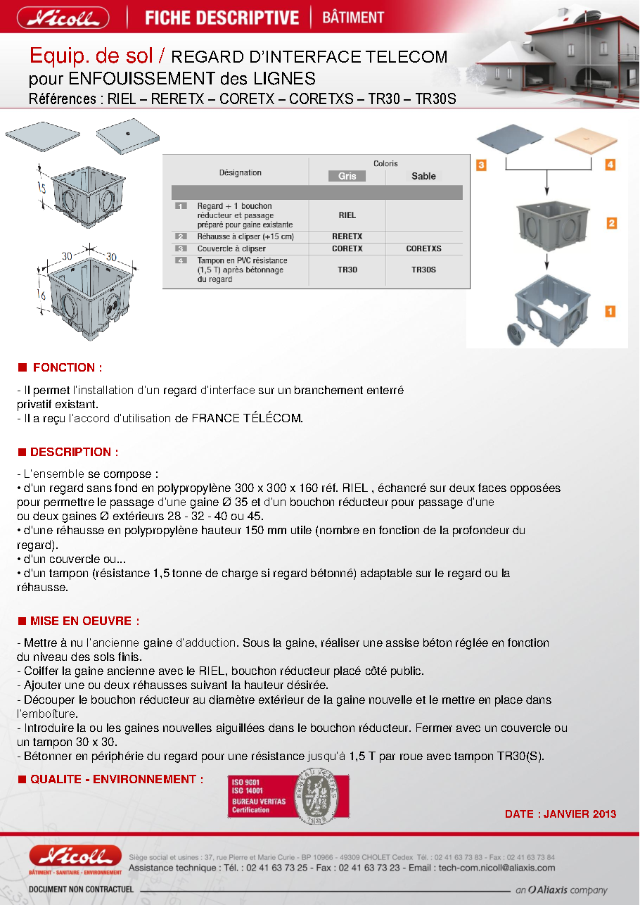 Fiche technique fournisseur