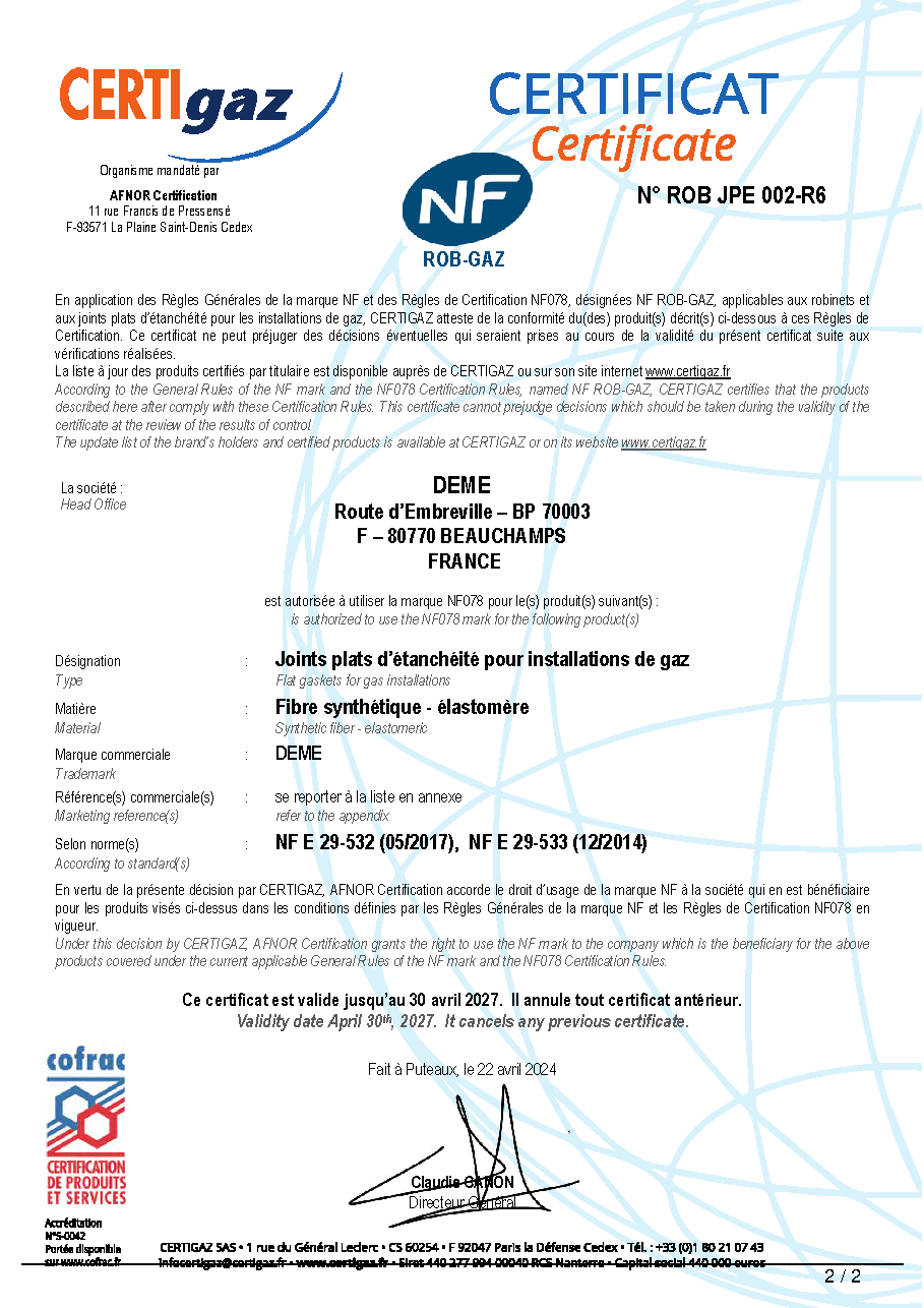 Fiche technique fournisseur