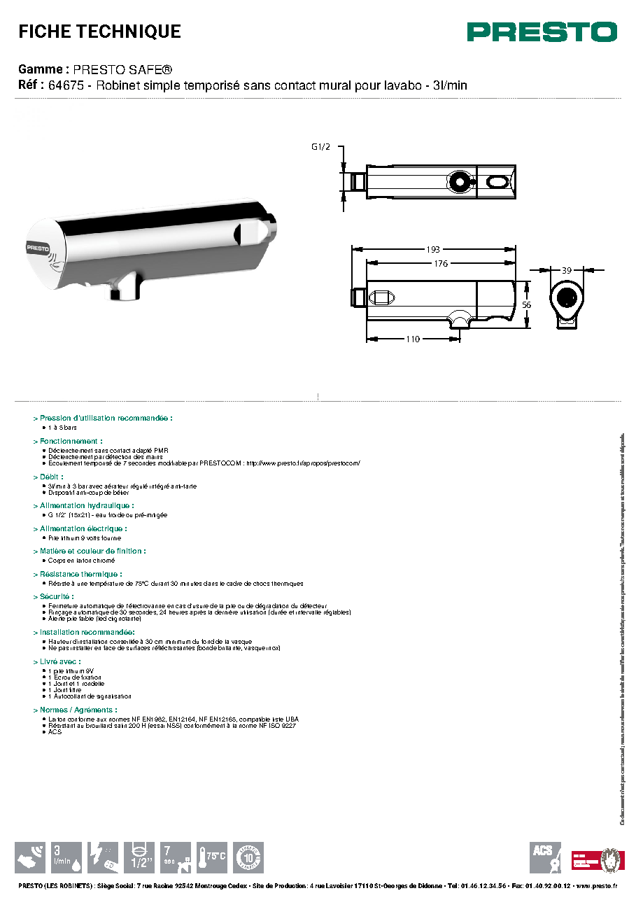 Fiche technique fournisseur