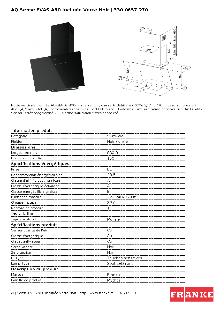 Fiche technique fournisseur