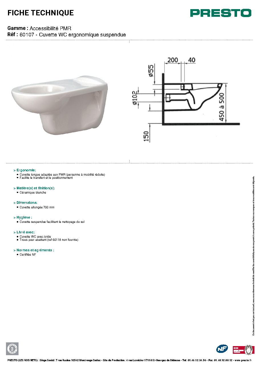 Fiche technique fournisseur
